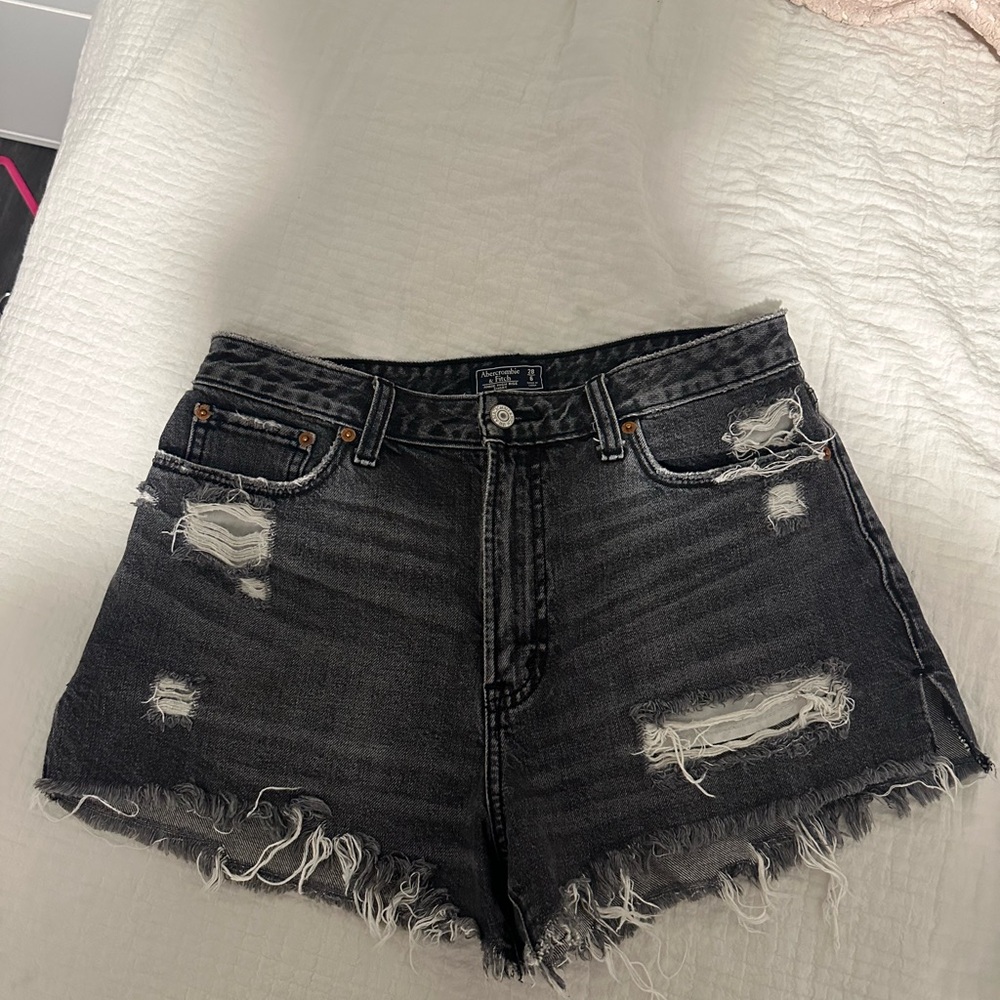 Abercrombie & Fitch Black Distressed Jean Shorts